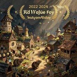 beautiful painting of a fantasy rat village