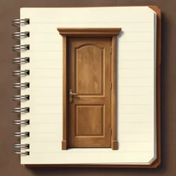 a painting of a notepad that is also a door, trending on artstation, detailed digital art, aesthetic!!!!,