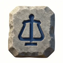 videogame asset, a stone with a dark blue law symbol etched in the middle, unreal engine 5, videogame, artstation.