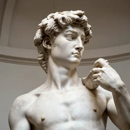 a sculpture by michelngelo with the likeness of rutger hauer