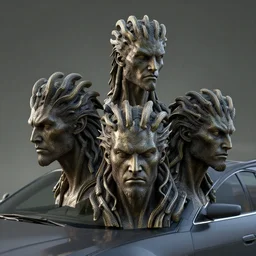 hydra, heads of fiat car cinematic, diffuse light, ultrarealistic, rendered in povray, raytracing