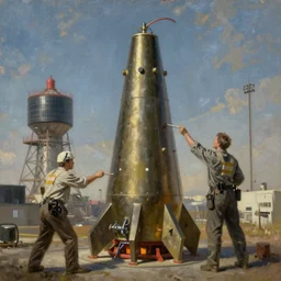 a beautiful 8 k photorealistic masterpiece oil painting, man building a nuclear bomb, hyperrealism, 1 6 k, trending on artstation