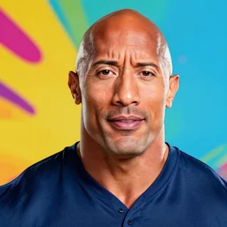Dwayne Johnson raising his eyebrow, pop art, vibrant colorful
