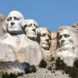 mount rushmore, realistic still of dwayne johnson face carved out in a mountainside, scene shows face of a man carved out, 8 k, 8 5 mm, f. 1 4, beautiful composition