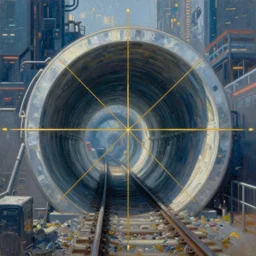 epic tonnel metro, oil on canvas, cold colors, perfect composition, golden ratio, beautiful detailed, photorealistic, digital painting, artstation, concept art, smooth, sharp focus, illustration, cyberpunk background, artstation trending, octane render, unreal engine