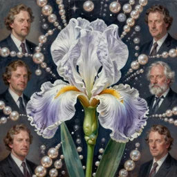 pearl iris inside digital chaos, norman rockwell, tim hildebrandt, dariusz zawadzki, bruce pennington, larry elmore, hyperrealistic oil painting on canvas, deep depth field, masterpiece, cinematic composition, hyper - detailed, hd