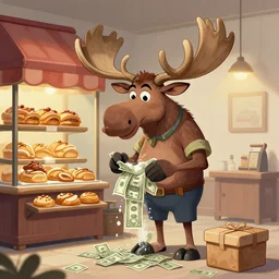 really cool moose that owns a bakery that is a money laundering scheme, trending on artstation 8 k