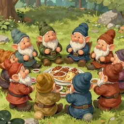 dwarves party having good rest after work, intricate details