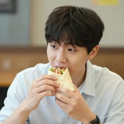 yoon seok yeol eating a burrito,