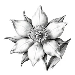 edelweiss stella alpina flower, detailed botanical illustration, black and white