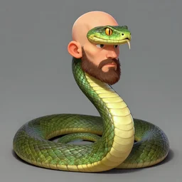 king of the snakes, balded head and short beard, artstation