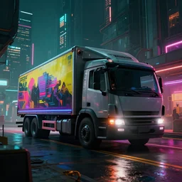 photo environement cyberpunk truck : 4, 4 k rtx hdr volume light concept studio matte painting environement digital illustration style cyberpunk 2 0 7 7 artstation artur tarnowski, mihai muscan, marcin tomalak, marta leydy, marcin stepien, charlotte hughes, zuzanna dabrowa neon bioluminiscence