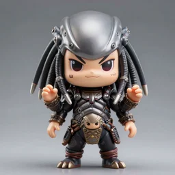 a anime nendoroid of the predator full body hyperdetalied product photo, cute pose, osamu tezuka, macoto takahashi, chibi,, q posket, 8 k realistic, 3 d, cryengine, two hands, symmetrical face, exquisite, charming smile, charming eyes, two hands, sharp focus, artstion, frostbite engine