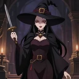 nun as an evil witch, anime style