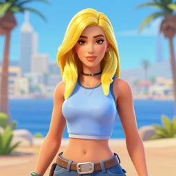 portait of haifa wehbe, yellow hair, hd, centred, unreal engine, fortnite style