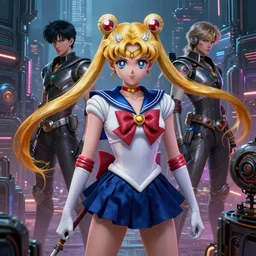 sailor moon, dieselpunk, metropolis, advanced technology, artstation, highly detailed, masterpiece, art by aleksander galevskyi and sergey zabelin and michal kus and christian bravery