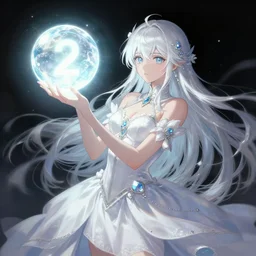 painting game art, in on deviantart, 2 a a glowing a ball!!!!!!!!!!!!!, stanley ross a featured lau, by white and art anime, art, artgerm detailed tran official d fantasy dress woman holding