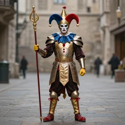 full body photo of a harlequin warrior