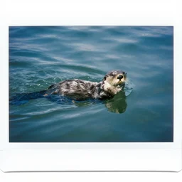 sea otter swimming poloroid