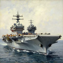 Queen Elizabeth Class aircraft carrier, oil painting by Vincent van gouh