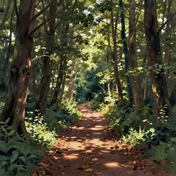 path in the forest, illustration by al hirschfeld