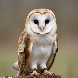 a cute barn owl in a duffle coat