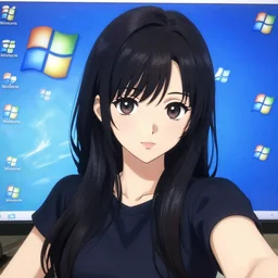 Mr Robot as a Beautiful Anime Girl, Portrait, Selfie, Windows XP Default Wallpaper Background