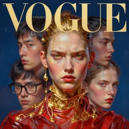 3 d, close - up, boiling liquid gold and red water, frown fashion model, plastic, vogue style, poster art, high detail, intricate oil painting, multiple exposure, deep blue mood, hyperrealism, 3 d, by tooth wu and wlop and beeple and greg rutkowski