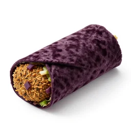 velvet falafel wrap, 8k product photo, isolated on a pure white background, centered, entire object in frame, sharp focus, soft studio lighting