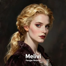 Portrait of a beautiful vampire, blonde, hair ponytail, Detailed digital art