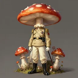 mushroom man, military outfit, elegant intricate digital painting artstation concept art by mark brooks and brad kunkle detailed