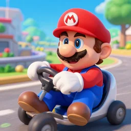 mario mario driving a car, ultra realistic