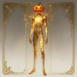 tall thin male, jack pumpkinhead, full body character concept, art nouveau, super powers, fantasy, intricate, elegant, highly detailed, digital painting, artstation, concept art, shining, sharp focus, illustration, art by stanley lau
