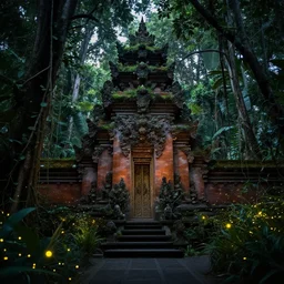 a jungle temple surrounded by fireflies and vines, professional photo, professional lighting, instagram photo, trending on artstation, hdr