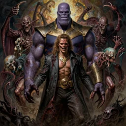 the platonic ideal of inception of cletus kasady ultimate carnage thanos dementor doctor manhattan chtulu nazgul, detailed, intricate, hyperrealism, intense, scary, decay, dmt, art by brock hofer and artgerm and greg rutkowski and alphonse mucha