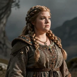 female dwarven noblewoman, chubby short stature, braided intricate hair, by james gurney