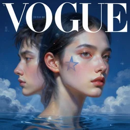 sci - fi, 3 d, stars, fashion model face star skin, cinematic, clouds, moon rays, vogue cover style, poster art, blue mood, realistic painting, intricate oil painting, high detail illustration, figurative art, multiple exposure, water, 3 d, by tooth wu and wlop and beeple and greg rutkowski