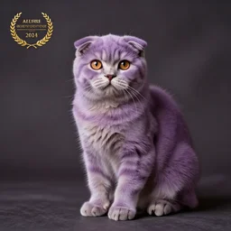 Lilac-colored Scottish Fold kitten sitting, by leonid afremov