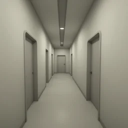 in - game screenshot of a first person shooter on unreal engine 5, narrow modern hallways of a secret government facility, white dry wall, photorealistic, retrofuturism