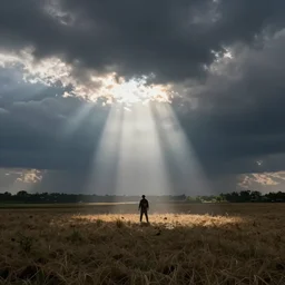 the field of strife, beams of light, striking