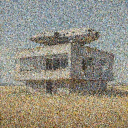 A fantastic painting of a dilapidated post-modern building on a wheat field with an abandoned spaceship parked on the roof of the building, by Robert McCall, Trending on artstation, very detailed