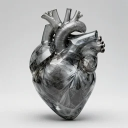 geometric sculpture of a human heart made of grey tinted glass, fractal 3 d structure, sculpted by barbara hepworth and naum gabo, shocking detail trending on artstation 8 k