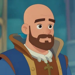 king of the wonderland, balded head and short beard, artstation