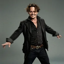 dithered happy satisfied Johnny Depp grooving swirling flowing dancing