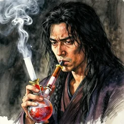 portrait, the sadhatter, smoking a magical bong, watercolor, dramatic lighting, cinematic, establishing shot, extremely high detail, foto realistic, cinematic lighting, pen and ink, intricate line drawings, by Yoshitaka Amano, Ruan Jia, Kentaro Miura, Artgerm, post processed, concept art, artstation, matte painting, style by eddie mendoza, raphael lacoste, alex ross