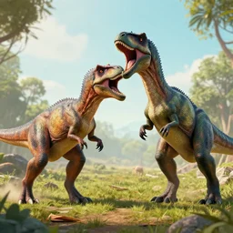 two dinosaurs fighting