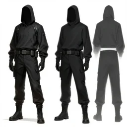 ryan church concept art sketch cyberpunk solider black cloth character reference sheet