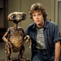 film still of Finn Wolfhard as Elliot in ET 1982 with ET