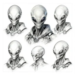 a full page concept designs of the alien portrait, elite, industrial design blueprint, intricate details, ink on paper, scientific, Highly detailed labeled, poster, Peter Mohrbacher,isometric perspective, high quality, 8K, HD