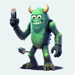 ethernet cord monster, digital art, artstation
